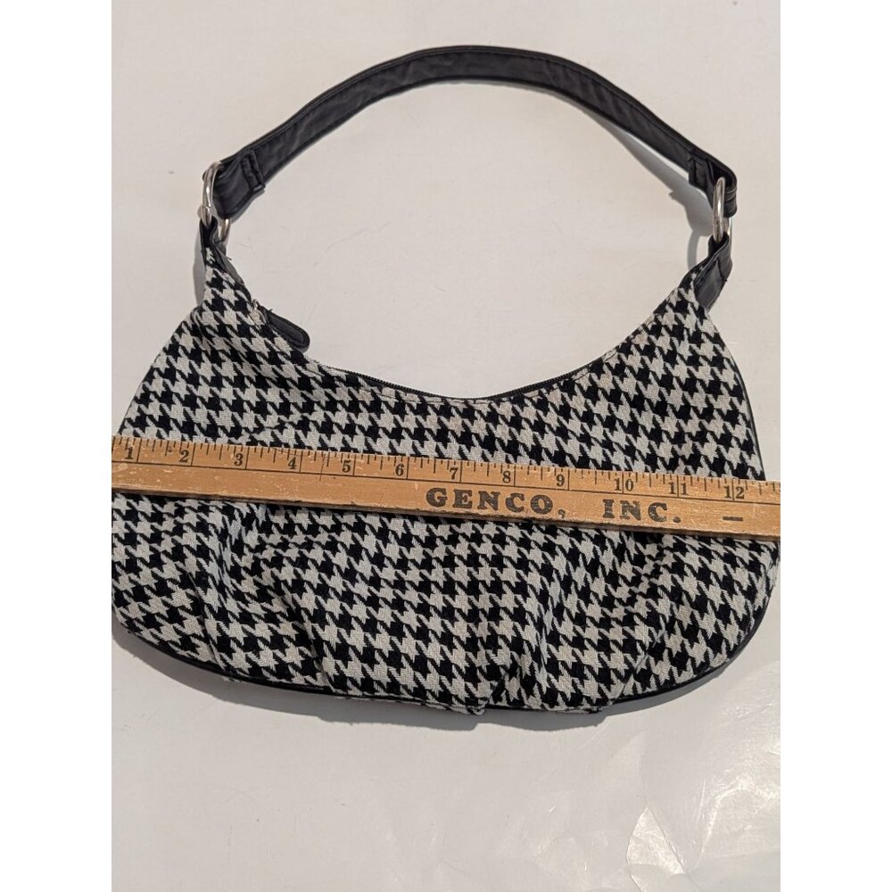 Herringbone Pattern Shoulder Bag Black, White-Lp - image 5